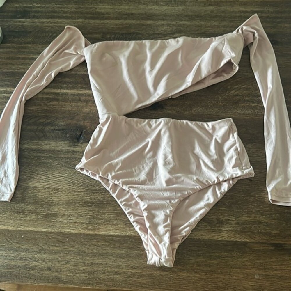 HOUSE OF CB blush off shoulder pink cut out bodysuit small ola - Picture 2 of 11